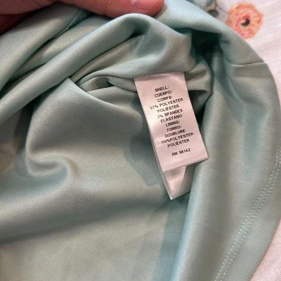 London Times seafoam green polka dot and floral v neck knee length dress size 16 - Picture 6 of 10